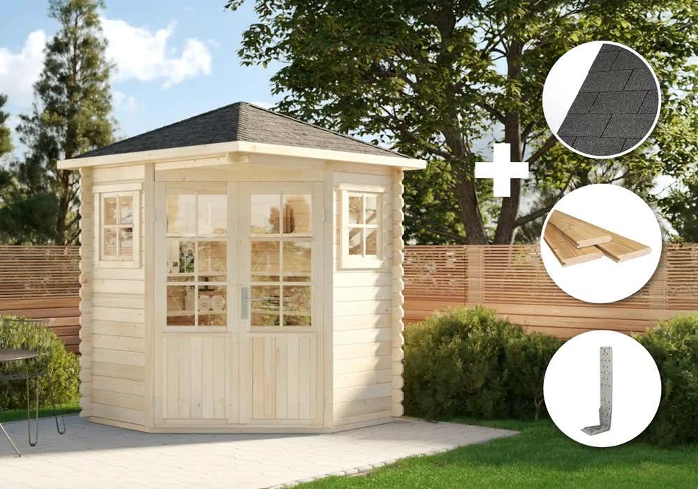 ECO Set - 5-Eck Gartenhaus Sunny A - imprägniert Unkategorisiert online kaufen