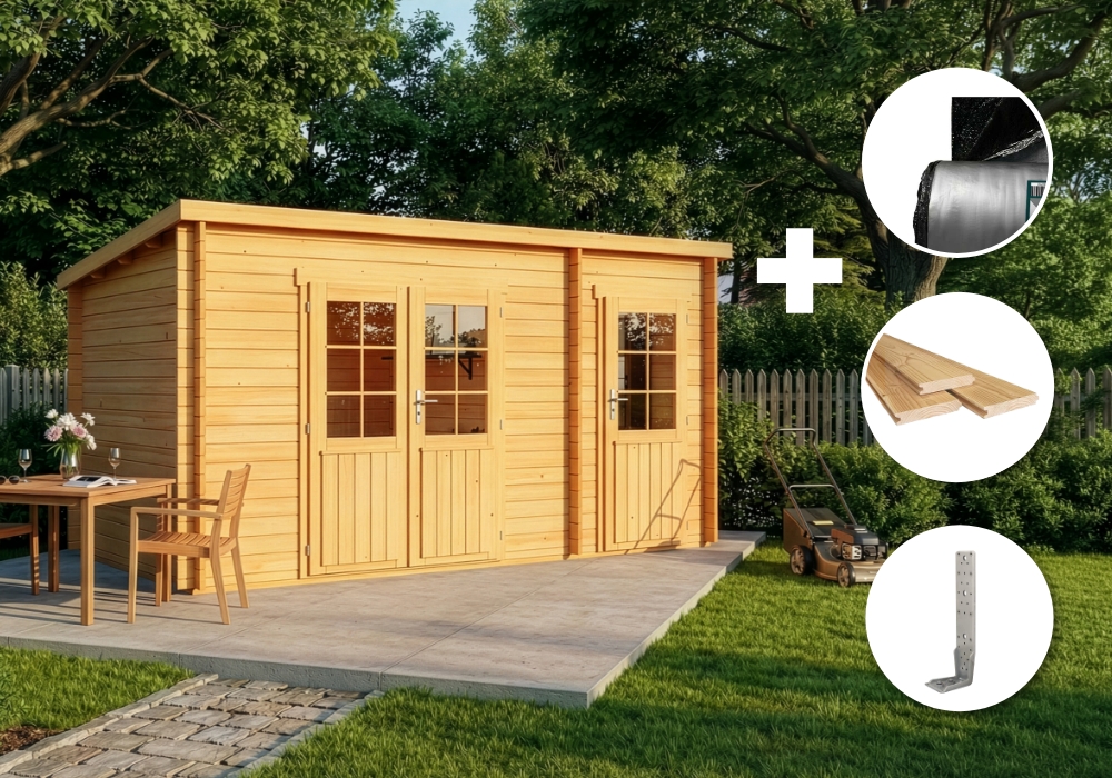ECO Set - Pultdach Gartenhaus Maria mit Anbau - imprägniert Unkategorisiert online kaufen ECO Set - Pultdach Gartenhaus Maria mit Anbau - imprägniert Unkategorisiert online kaufen